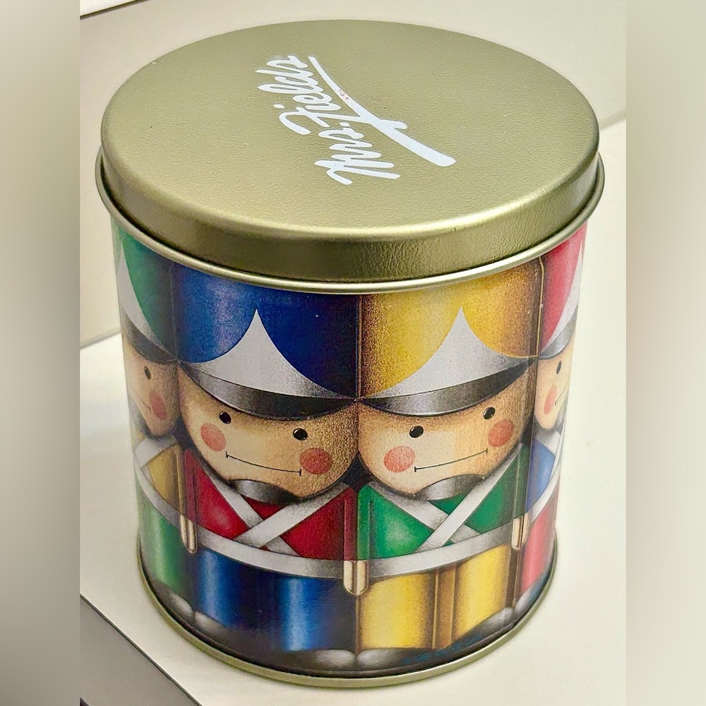 1980s Vintage Mrs. Fields Toy Soldier Metal Lithographed Christmas Cookie Tin